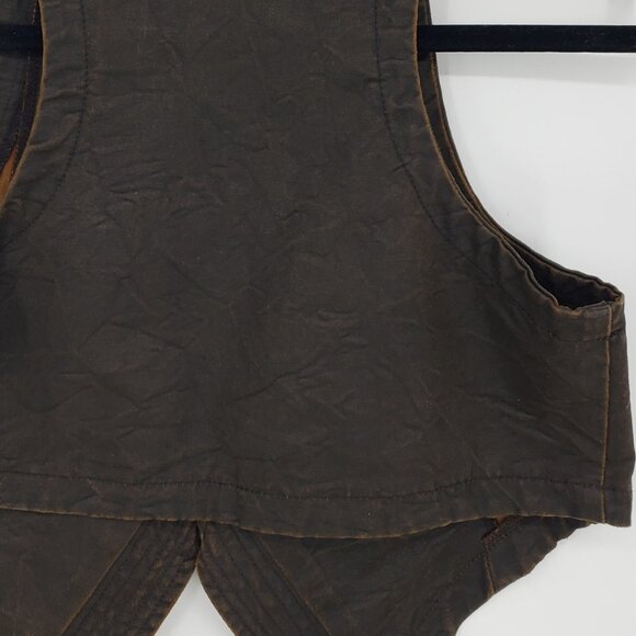 Forever 21 Vintage Y2K Studded Faux Leather Biker Waistcoat Vest M  Brown - Picture 7 of 9